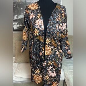 Madewell Floral Patterned Open Cardigan/ Kimono top XS OVERSIZED